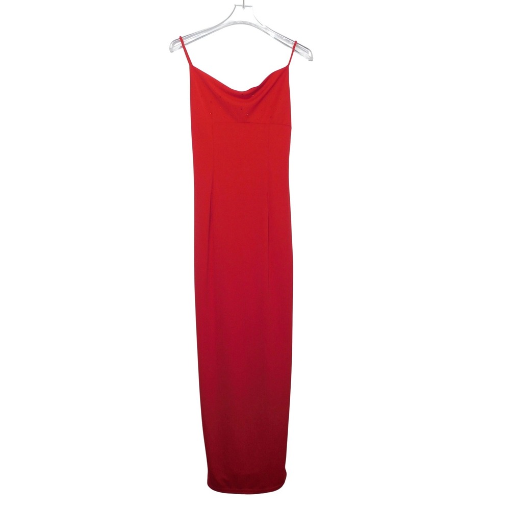Scott McClintock Millennium 2000 Red Cowl Neck Maxi Dress Vintage Y2K Size 4